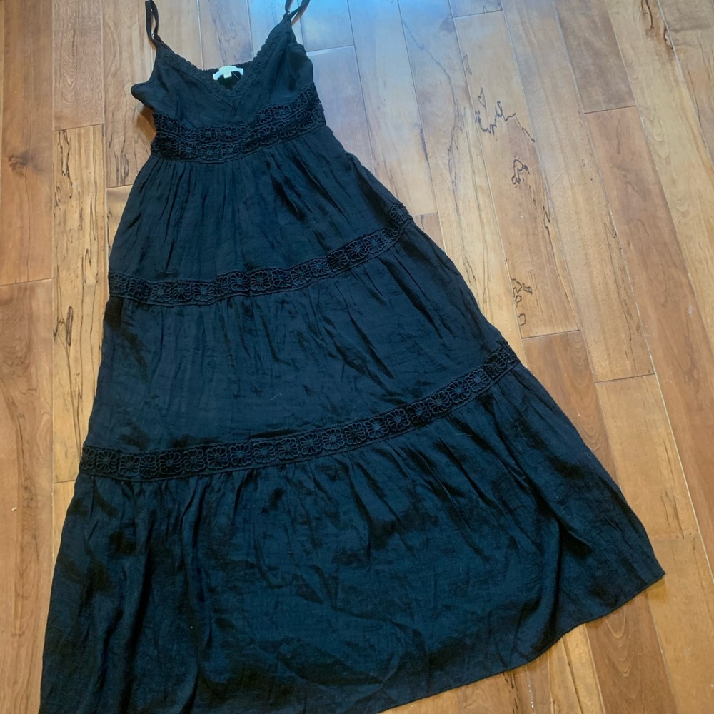 Black Maxi Dress with Lace Details size medium By rebellion new without tag - Picture 3 of 6